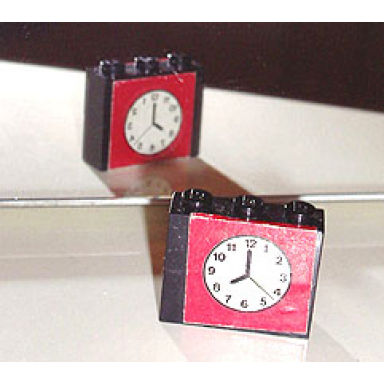 black stickered assembly 3 x 1 x 2 with clock pattern on both sides stickers - set 379-1 - 2 brick 1 x 3