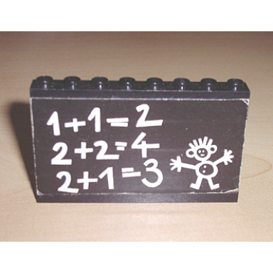 black stickered assembly 8 x 1 x 5 with classroom blackboard and 1 1=2 pattern sticker - set 291 - 5 brick 1 x 8