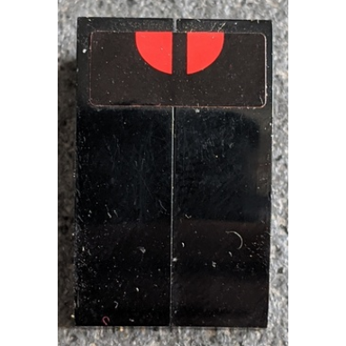 black stickered assembly 3 x 2 x 1 with 2 red quarter circles on black background pattern sticker - set 8147 - 2 slope curved 3 x 1