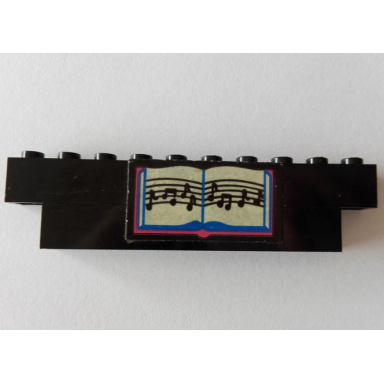 black stickered assembly 10 x 1 x 2 with sheet music pattern sticker - set 293 - 1 brick 1 x 8 1 brick 1 x 6 1 brick 1 x 4