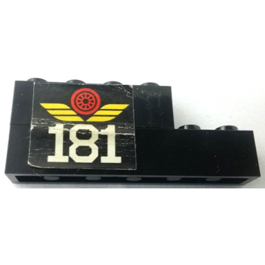 black stickered assembly 6 x 1 x 2 with white 181 and red train wheel pattern model right side sticker - set 181 - 1 brick 1 x 4 1 brick 1 x 6
