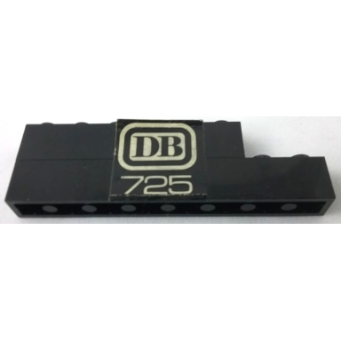 black stickered assembly 8 x 1 x 2 with white db 725 pattern model left side sticker - set 725-2 - 1 brick 1 x 6 1 brick 1 x 8