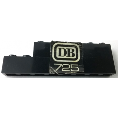 black stickered assembly 8 x 1 x 2 with white db 725 pattern model right side sticker - set 725-2 - 1 brick 1 x 6 1 brick 1 x 8