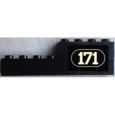 black stickered assembly 8 x 1 x 2 with white 171 with border on black background pattern model left side sticker - set 171 - 1 brick 1 x 4 1 brick 1 x 8