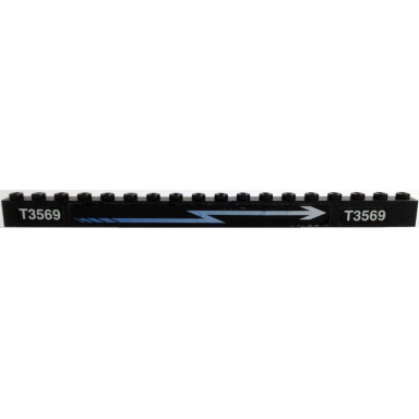 black stickered assembly 18 x 1 with white t3569 and zigzag arrow pattern model right side stickers - sets 4560 4561 - 1 brick 1 x 10 1 brick 1 x 8