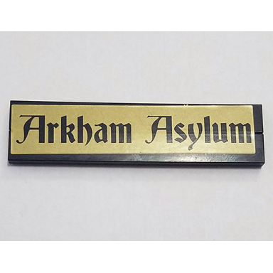 black stickered assembly 8 x 2 with black arkham asylum on gold background pattern sticker - set 7785 - 2 tile 1 x 8