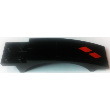 black stickered assembly 8 x 2 x 1 2 3 with 2 red diamonds pattern model left side front sticker - set 7886 - 2 slope curved 8 x 1 x 1 2 3 with arch and 2 recessed studs