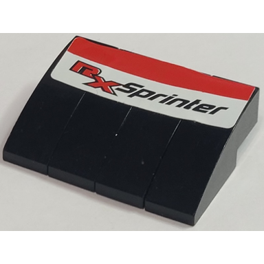 black stickered assembly 4 x 3 x 1 with red and black rx sprinter on white and red background pattern sticker - set 8655 - 4 slope curved 3 x 1