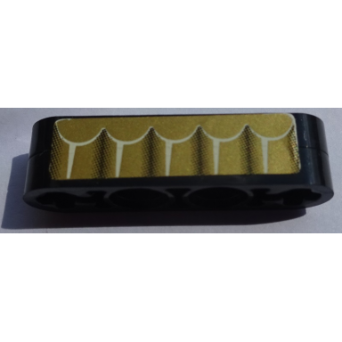 black stickered assembly 4 x 1 with white ridges on gold background pattern sticker - set 8007 - 2 technic liftarm 1 x 4 thin