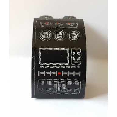 black stickered assembly 3 x 2 x 2 with lamborghini gallardo center console and gauges pattern sticker - set 8169 - 2 brick arch 1 x 3 x 2 curved top