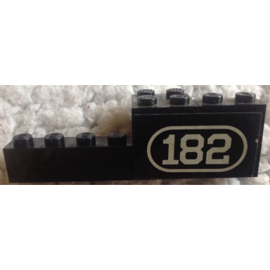 black stickered assembly 8 x 2 x 2 with white number 182 with border on black background pattern model right side sticker - set 182 - 1 brick 1 x 2 1 brick 1 x 8 1 brick 2 x 2