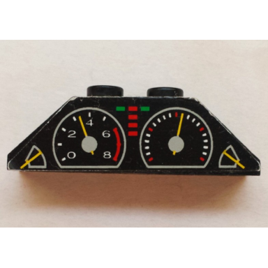 black stickered assembly 4 x 1 x 1 with gauges tachometer and speedometer pattern sticker - set 8880 - 2 slope 45 2 x 1