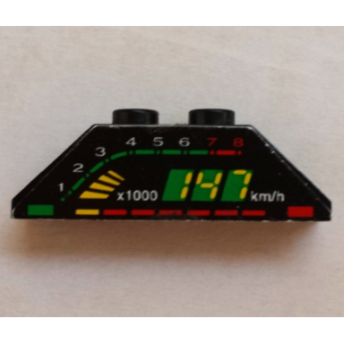 black stickered assembly 4 x 1 x 1 with speed display pattern sticker - set 8880 - 2 slope 45 2 x 1