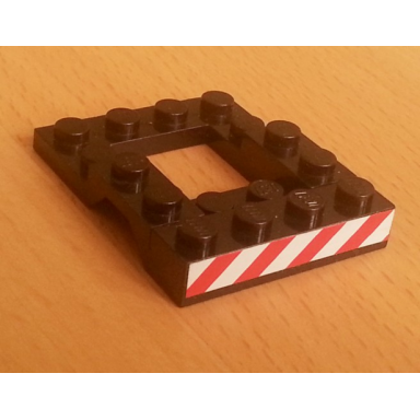 black stickered assembly 5 x 4 x 2 3 with red and white danger stripes pattern sticker - set 6385 - 1 vehicle base 4 x 5 1 plate 1 x 4
