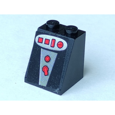 black stickered assembly 2 x 2 x 2 with red lights buttons and switches pattern sticker - set 8156 - 2 slope 65 2 x 1 x 2