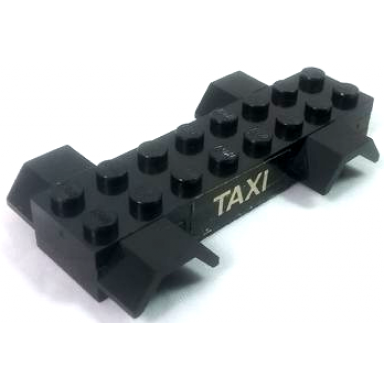 black stickered assembly 8 x 4 x 1 with taxi pattern on both sides stickers - set 1589-1 - 1 plate 1 x 2 1 plate 2 x 3 2 plate 2 x 8 2 vehicle mudguard 2 x 4 with arch smooth