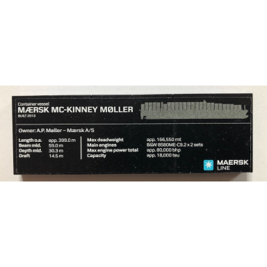 black stickered assembly 12 x 4 with mãrsk mc-kinney mãller and maersk logo pattern sticker - set 10241 - 6 tile 2 x 4
