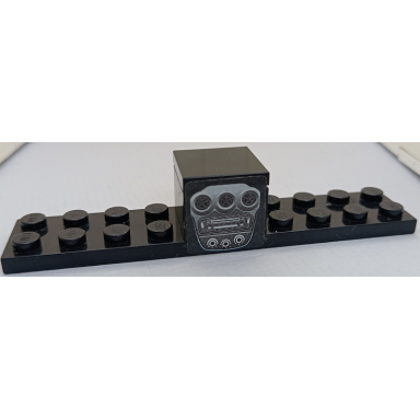 black stickered assembly 10 x 2 x 1 2 3 with ferrari centre console with radio air vents and dials pattern sticker - set 8671 - 1 plate 2 x 10 1 brick 2 x 2 1 tile 2 x 2