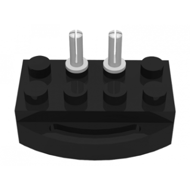 black electric train 12v brick 2 x 4 with power pickups for motor and cross-cut pins