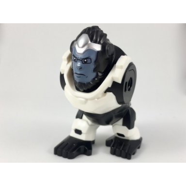 black body giant gorilla with white armor and sand blue face with glasses pattern