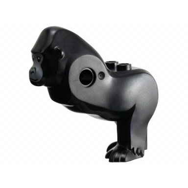 black gorilla body with 2 studs on back legs and head with dark bluish gray face pattern