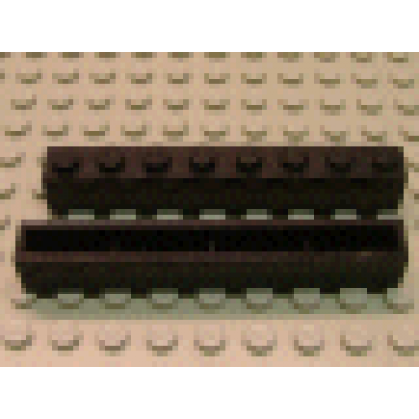 black brick 1 x 8 without bottom tubes with cross supports