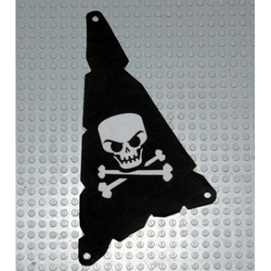 cloth sail triangular 15 x 22 tattered with skull and crossbones pattern