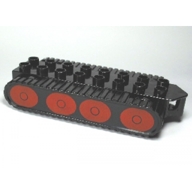 black duplo bulldozer base with treads with 8 red wheels pattern bob the builder muck