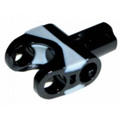 black technic axle connector 2 x 3 with ball joint socket and axle socket with molded light bluish gray rubber insert pattern