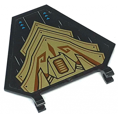 black flag 5 x 6 hexagonal with gold armor plates with rivets and dark azure triangles pattern sticker - set 71770