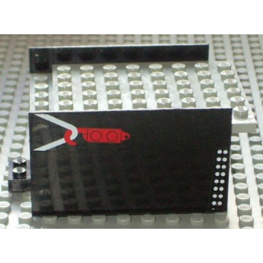 black boat hull smooth middle 8 x 6 x 3 1 3 with light gray deck with white double dots and hook pattern on both sides stickers - set 4005