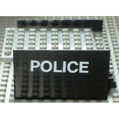 black boat hull smooth middle 8 x 6 x 3 1 3 with light gray deck with police pattern on both sides stickers - sets 314-1 709-1