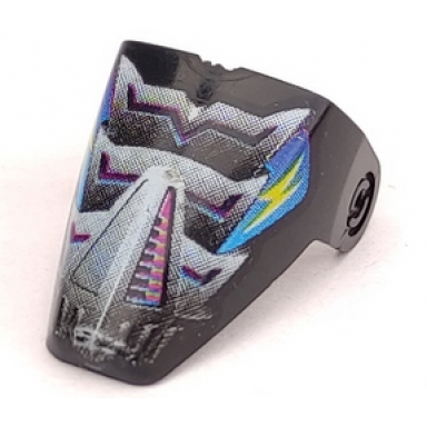 black technic throwbot visor with spark pattern