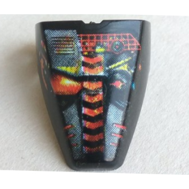 black technic throwbot visor with torch fire pattern