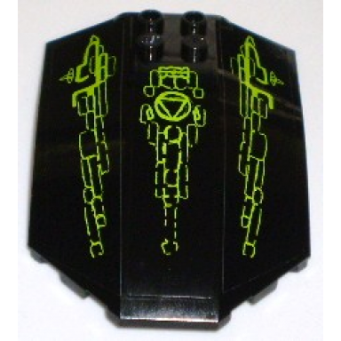 black windscreen 8 x 6 x 2 curved sloped sides with lime lines and atlantis logo pattern stickers - set 8061