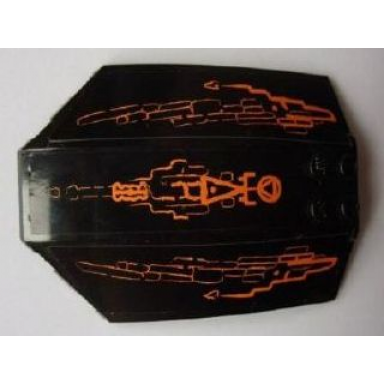 black windscreen 8 x 6 x 2 curved sloped sides with orange lines and atlantis logo pattern stickers - set 8076