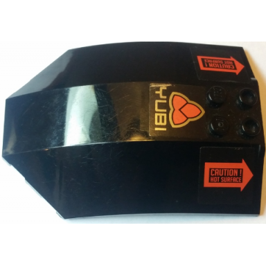 black windscreen 8 x 6 x 2 curved sloped sides with yubi and caution ! hot surface pattern stickers - set 8494
