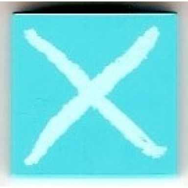 sky blue tile 2 x 2 with white x pattern