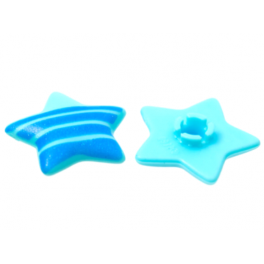 sky blue clikits icon star 2 x 2 large with pin with blue stripes with sparkles pattern