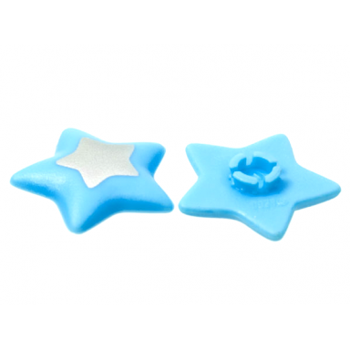 sky blue clikits icon star 2 x 2 large with pin with silver star pattern