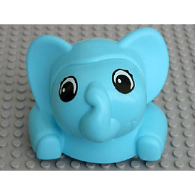 sky blue primo stacking elephant head and torso with black and white eyes pattern