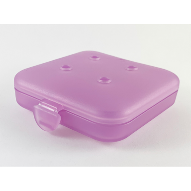 trans-light purple clikits container square box with 4 holes - hinged
