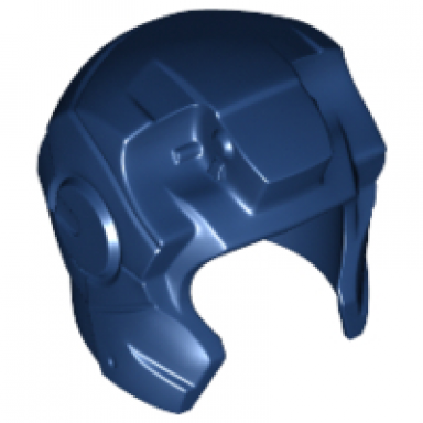 dark blue minifigure headgear helmet space with open face and top hinge with angular cheeks iron man