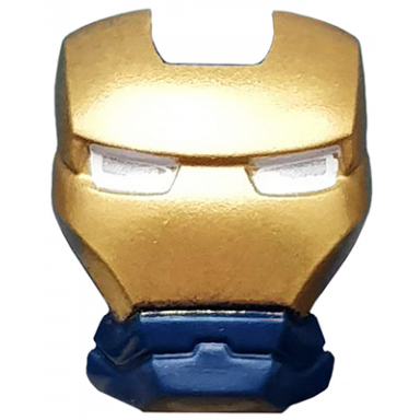dark blue minifigure visor top hinge with gold face shield and white eyes no outline pattern