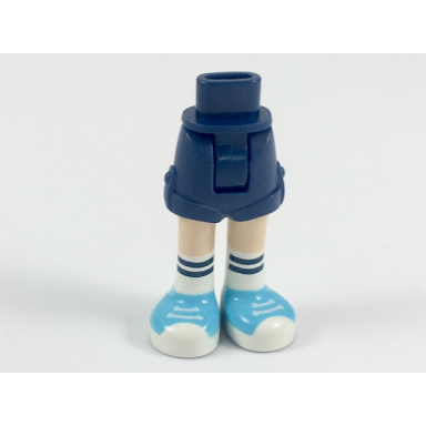 dark blue mini doll hips and shorts with light nougat legs white socks with dark blue stripes and medium azure shoes with white soles and laces pattern - thick hinge