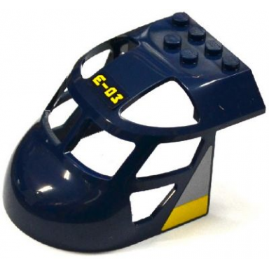 aircraft fuselage forward top curved 6 x 8 x 4 with e-03 light bluish gray triangle and yellow stripe pattern on both sides stickers - set 60093