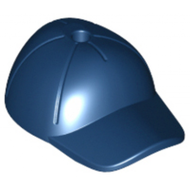 dark blue minifigure headgear cap - short curved bill with seams and hole on top