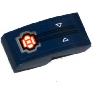 dark blue slope curved 2 x 1 x 2 3 with circuitry orange microchip and 2 white triangles pattern sticker - set 70315