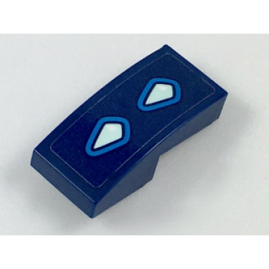 dark blue slope curved 2 x 1 x 2 3 with dark azure and light aqua dragon tail scales pattern sticker - set 41187