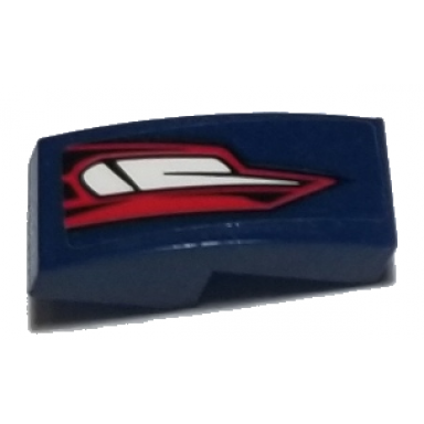 dark blue slope curved 2 x 1 x 2 3 with red and white taillights on dark blue background pattern model left side sticker - set 75885